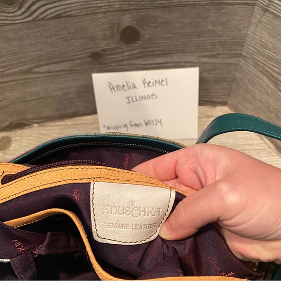 Used Anuschka Butterfly Paradise Large Crossbody Hobo Purse - Picture 11 of 14